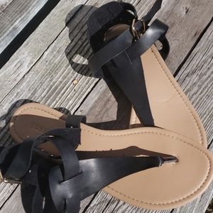 Torrid black with gold studded sandals